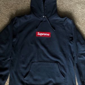 Supreme F/W 2016 Navy Box Logo Hooded Sweatshirt